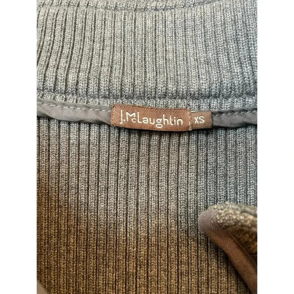 J. McLaughlin Vest Womens XS Gray Quilted Tweed Ribbed Bennett Full Zip - Picture 3 of 3